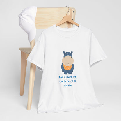 Cute Hippo Cardio Funny Unisex Cotton Tee