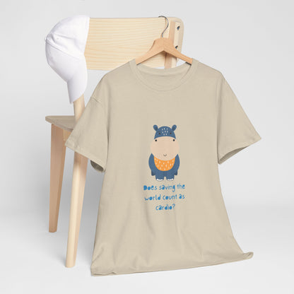 Cute Hippo Cardio Funny Unisex Cotton Tee