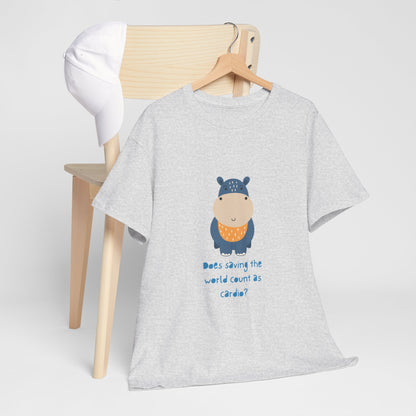 Cute Hippo Cardio Funny Unisex Cotton Tee