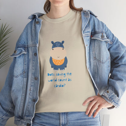 Cute Hippo Cardio Funny Unisex Cotton Tee