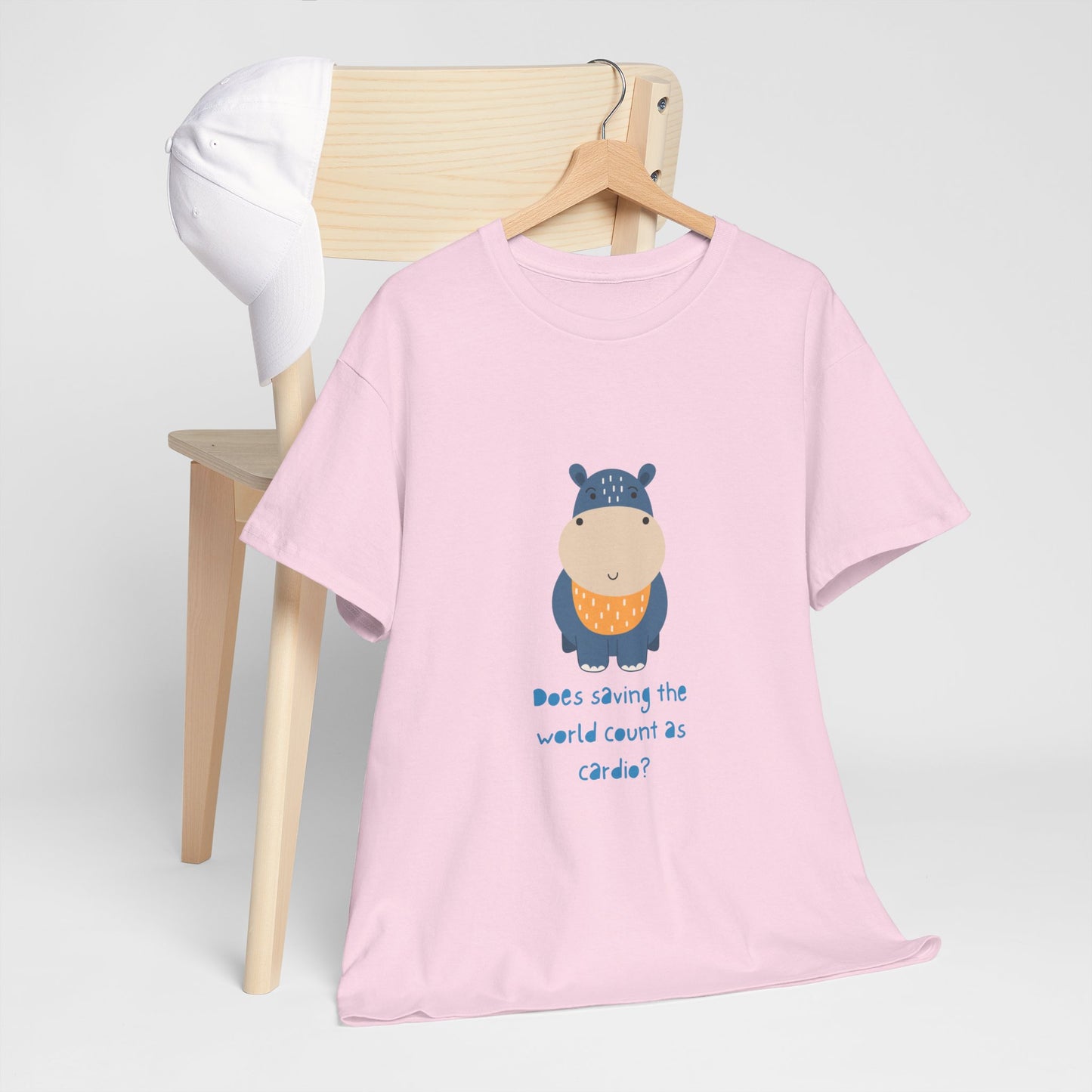 Cute Hippo Cardio Funny Unisex Cotton Tee