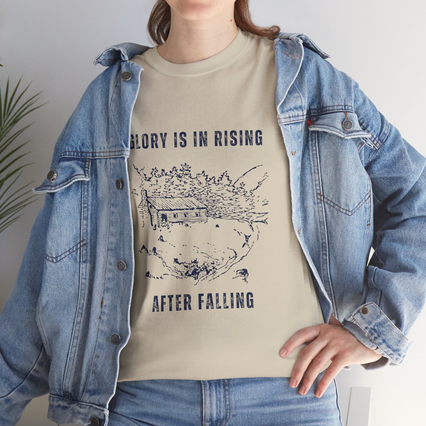 Glory Is In Rising Motivational Unisex Cotton Tee