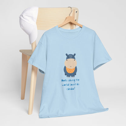 Cute Hippo Cardio Funny Unisex Cotton Tee