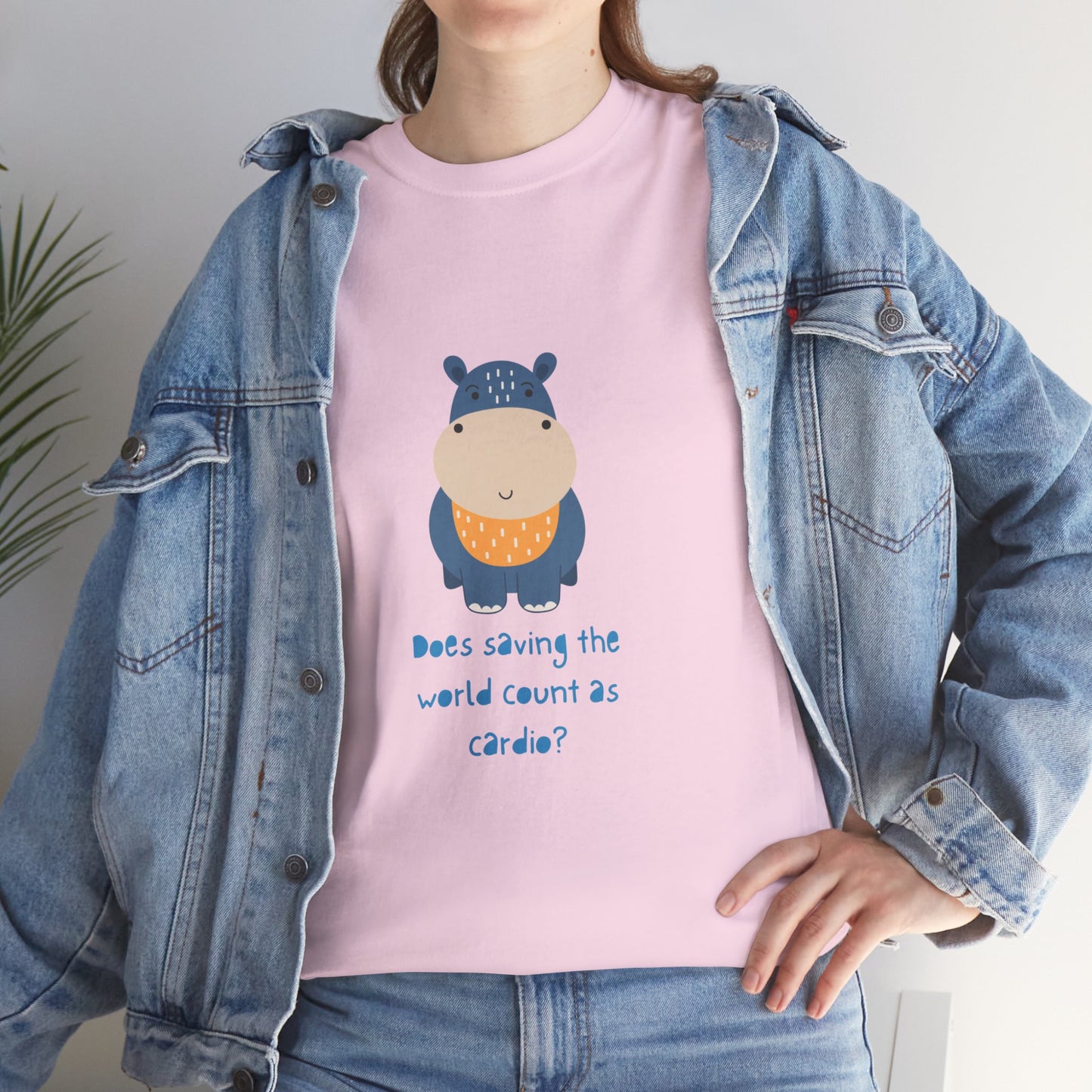 Cute Hippo Cardio Funny Unisex Cotton Tee