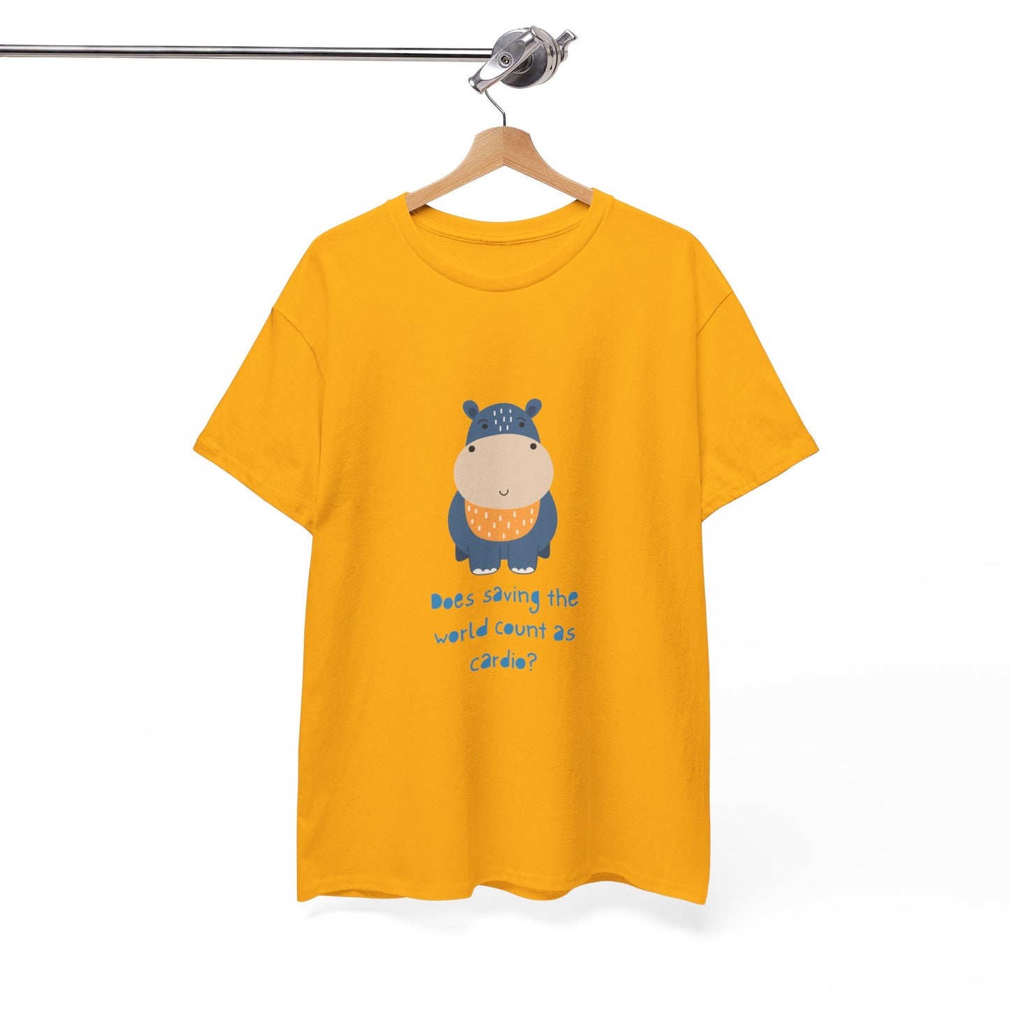 Cute Hippo Cardio Funny Unisex Cotton Tee