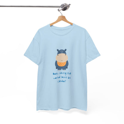 Cute Hippo Cardio Funny Unisex Cotton Tee