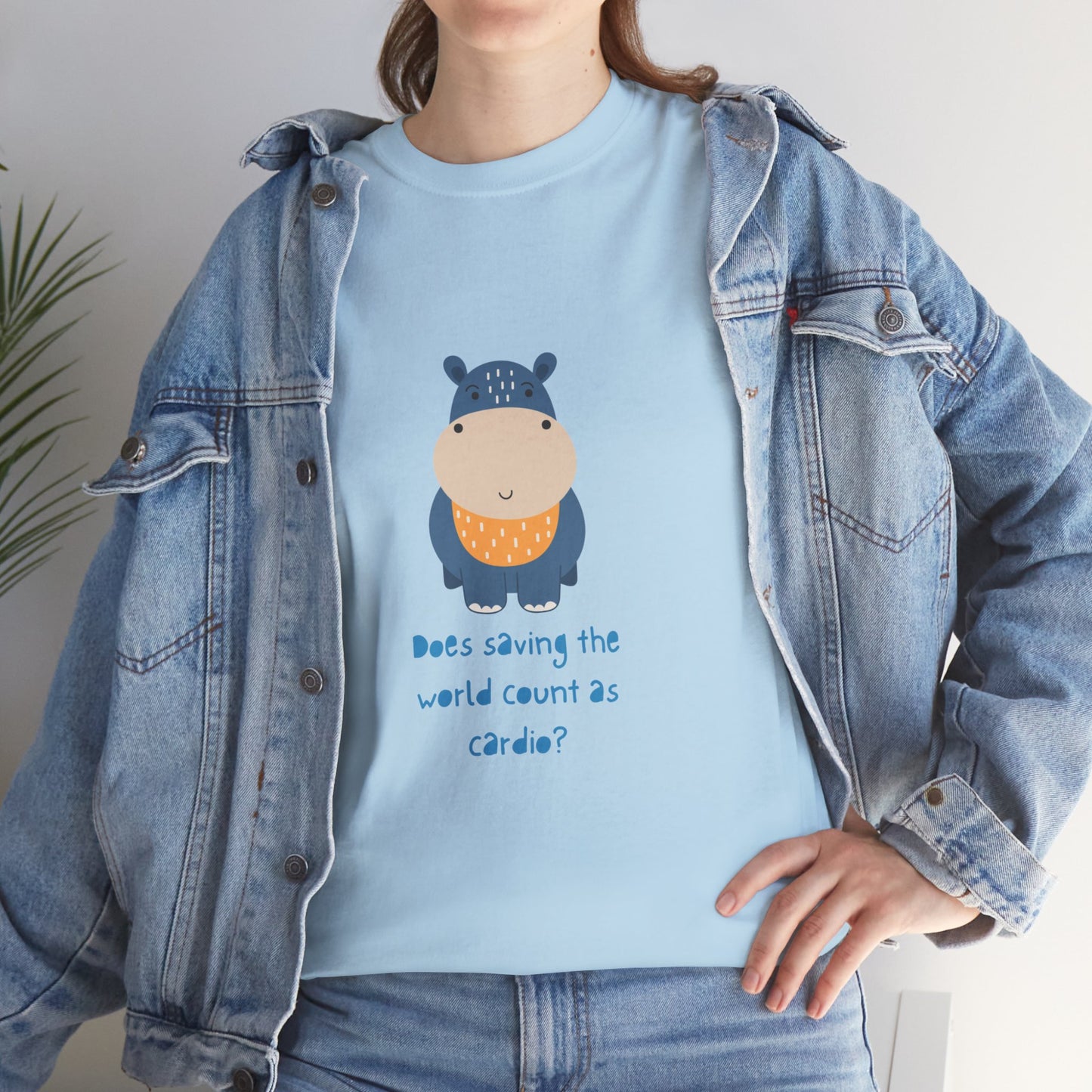 Cute Hippo Cardio Funny Unisex Cotton Tee