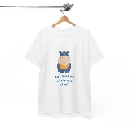 Cute Hippo Cardio Funny Unisex Cotton Tee