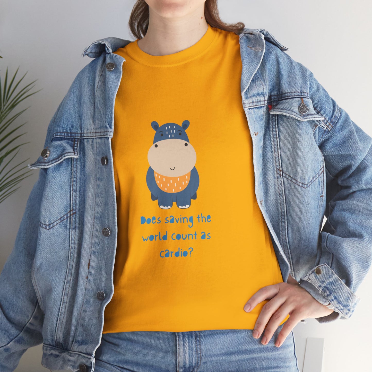 Cute Hippo Cardio Funny Unisex Cotton Tee