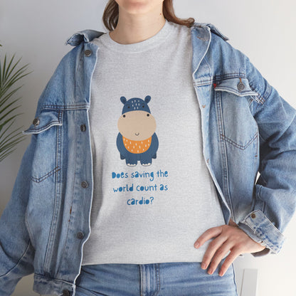 Cute Hippo Cardio Funny Unisex Cotton Tee